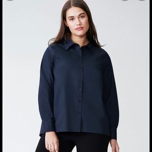 NWT Universal Standard Canna Hi-low Button Down in Navy M 18-20